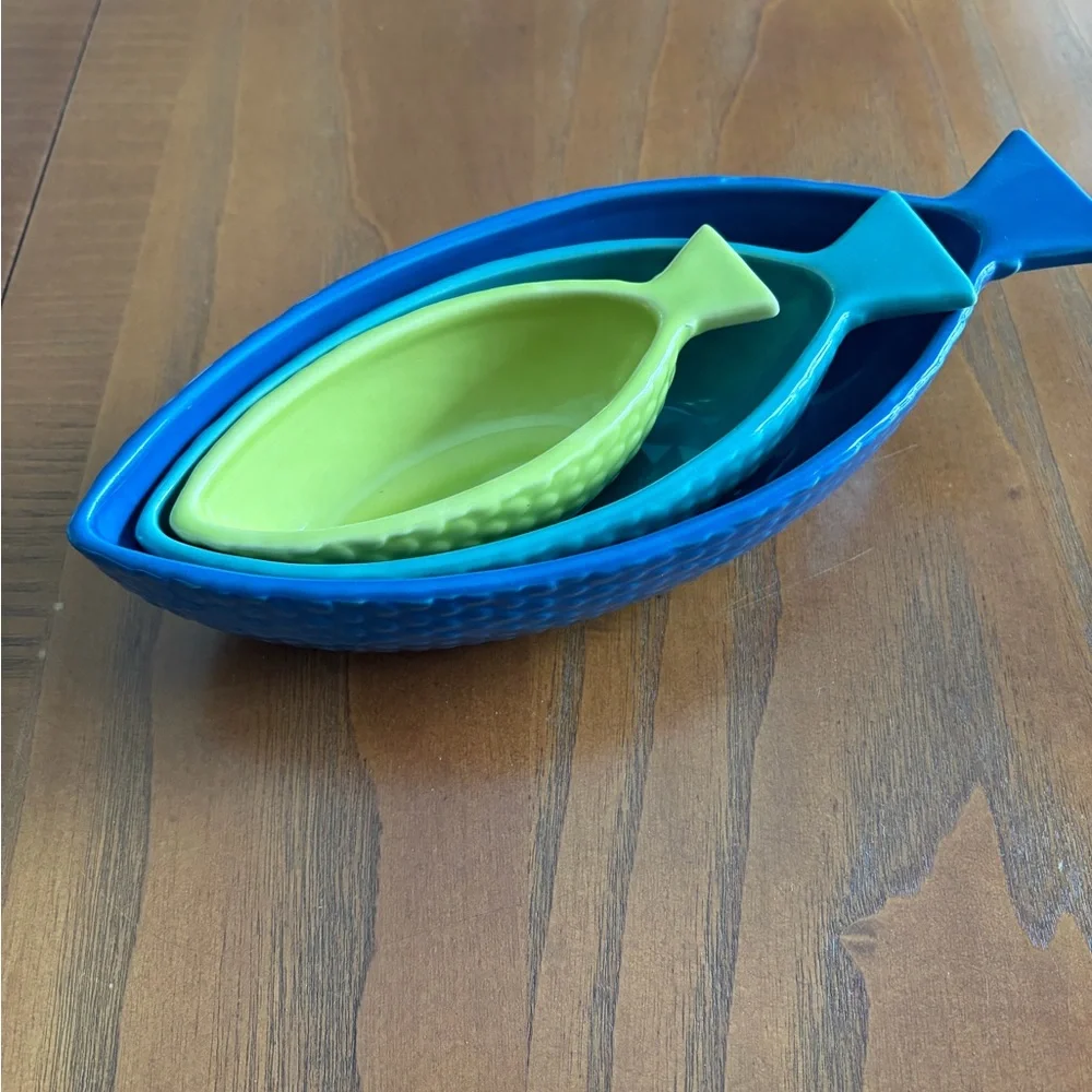 West Elm Colorful Fish-Shaped Serving Bowls Dishes